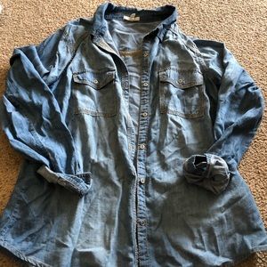 Denim button up shirt, large size